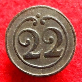 Vorderseite eines Originals des Knopfmodells von 1803, Durchmesser etwa 16 mm