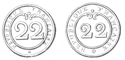 Knopfmodell vom 21. Februar 1793, Durchmesser 25 mm und 26 mm